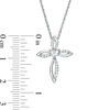 Thumbnail Image 2 of 4.0mm Heart-Shaped Aquamarine and Lab-Created White Sapphire Pointed Loop Cross Pendant in Sterling Silver