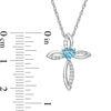 Thumbnail Image 2 of 4.0mm Heart-Shaped Swiss Blue Topaz and Lab-Created White Sapphire Pointed Loop Cross Pendant in Sterling Silver