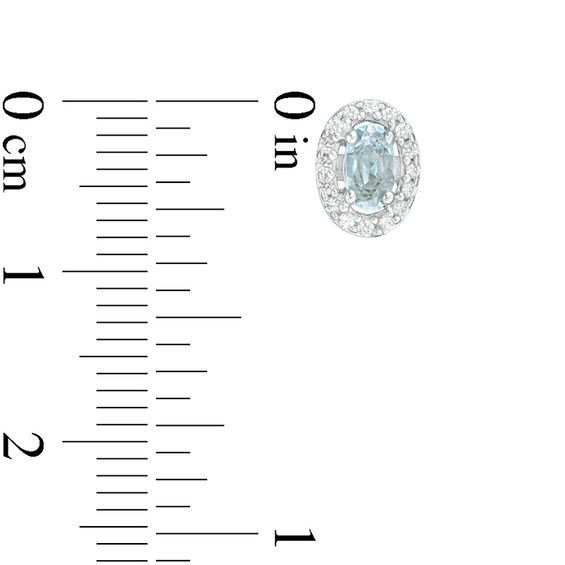 Oval Aquamarine and Lab-Created White Sapphire Frame Stud Earrings in Sterling Silver Oval Aquamarine and Lab-Created White Sapphire Frame Stud Earrings in Sterling Silver
