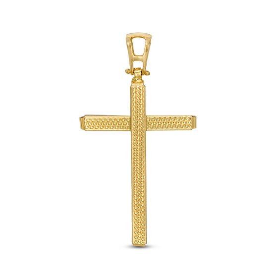 Gold Cross Necklace for Men/Ladies 14K White Gold Beveled Cross - CBP497