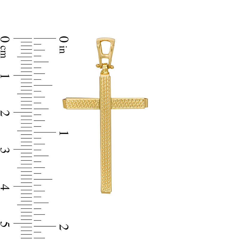 Main Image 2 of Made in Italy Men's Textured Cross Necklace Charm in 14K Gold