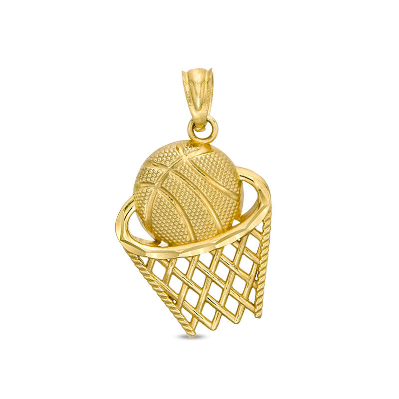 Men's Diamond-Cut Basketball and Net Necklace charm in 10K Gold