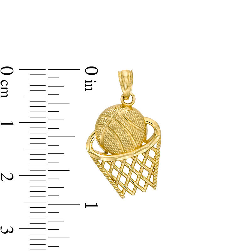 Men's Diamond-Cut Basketball and Net Necklace charm in 10K Gold