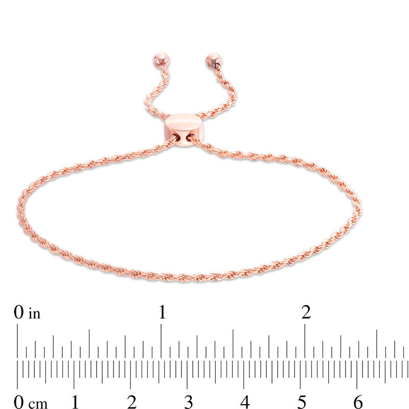 Main Image 2 of 030 Gauge Wheat Chain Bolo Bracelet in 10K Rose Gold - 9"