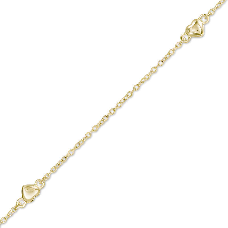 Main Image 1 of Puff Heart Station Bracelet in 10K Gold - 7.5"