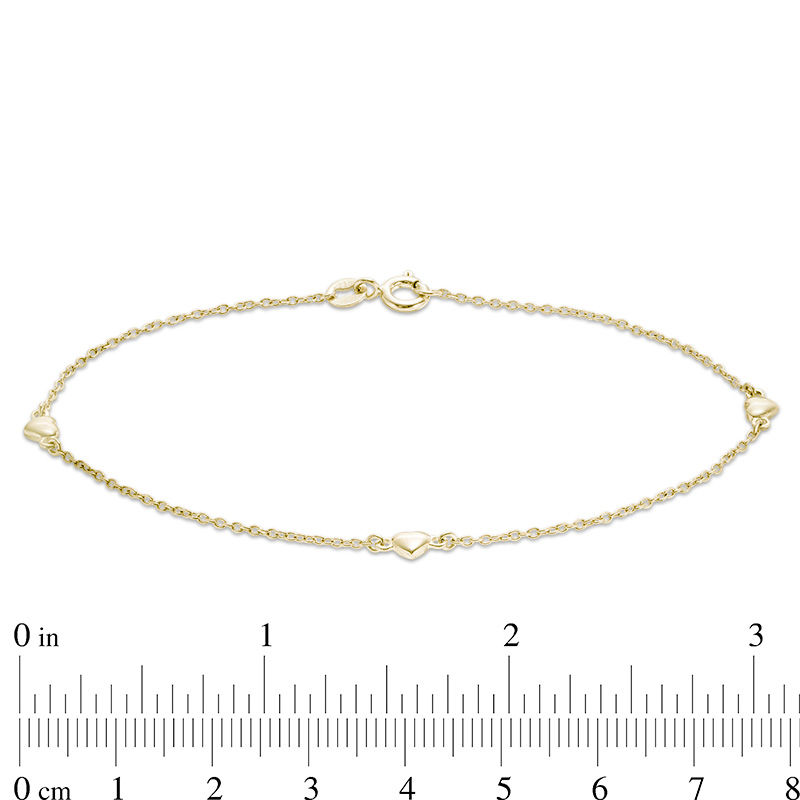 Main Image 3 of Puff Heart Station Bracelet in 10K Gold - 7.5"