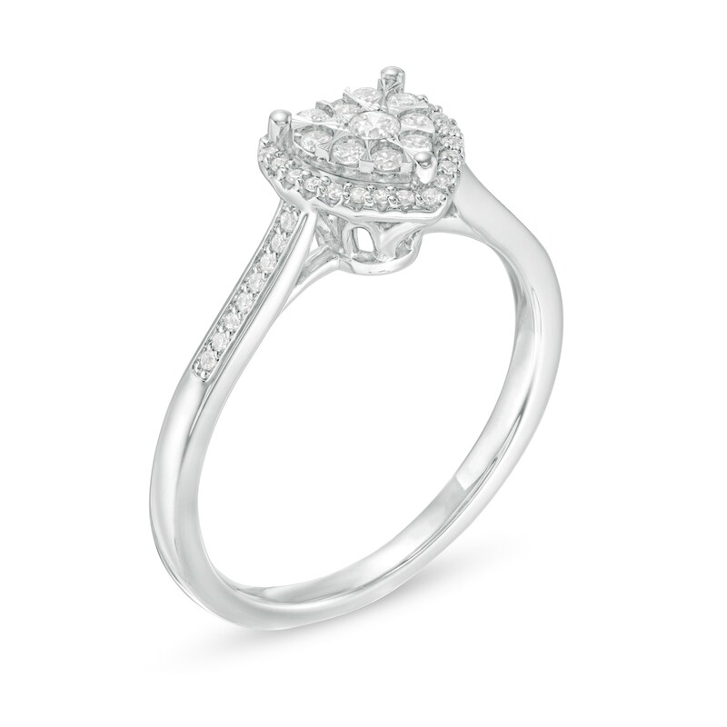 Main Image 2 of 1/4 CT. T.W. Composite Diamond Heart-Shaped Frame Ring in 10K White Gold