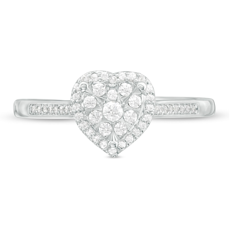 Main Image 3 of 1/4 CT. T.W. Composite Diamond Heart-Shaped Frame Ring in 10K White Gold