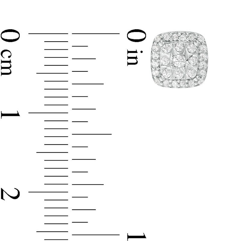1/4 CT. T.W. Cushion-Shaped Multi-Diamond Cushion Frame Stud Earrings in 10K White Gold