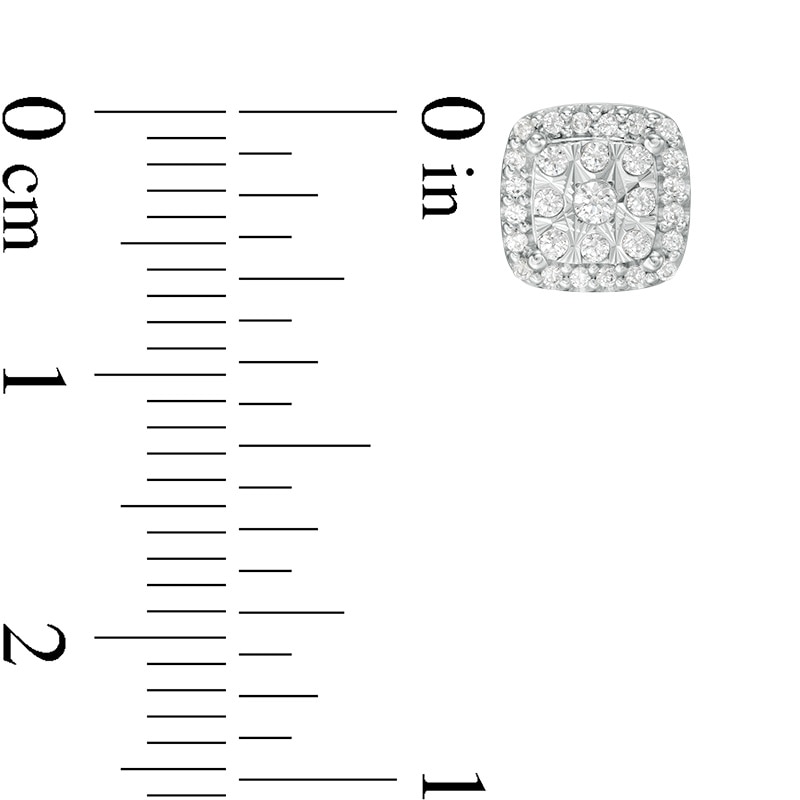 Main Image 2 of 1/4 CT. T.W. Cushion-Shaped Multi-Diamond Cushion Frame Stud Earrings in 10K White Gold