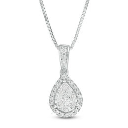 1/4 CT. T.W. Composite Diamond Pear-Shaped Frame Pendant in 10K White Gold