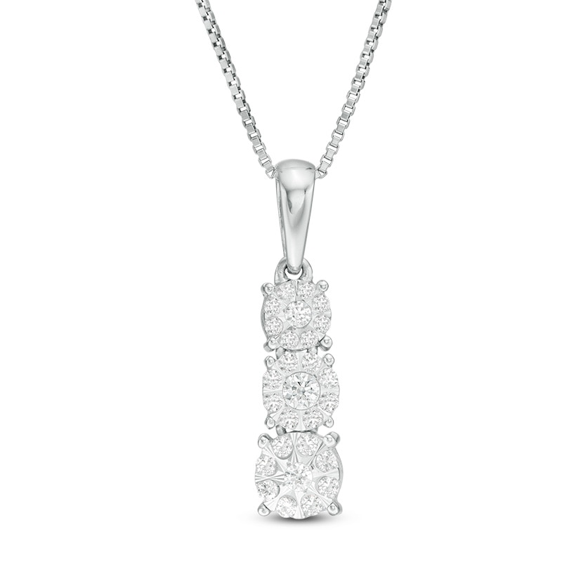 Main Image 1 of 1/4 CT. T.W. Diamond Graduated Three Stone Pendant in 10K White Gold
