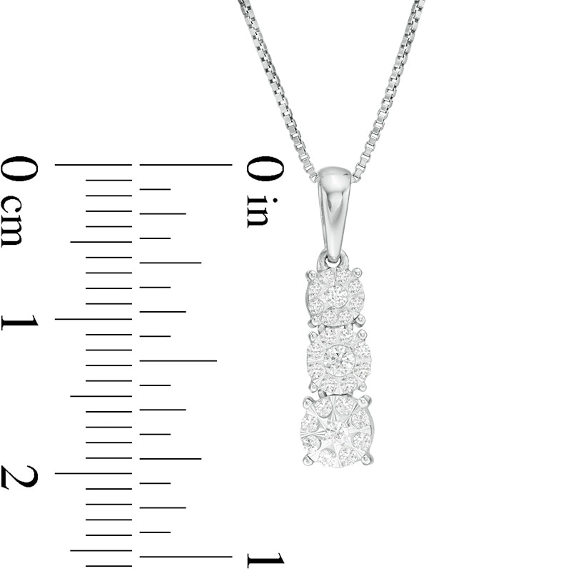 Main Image 2 of 1/4 CT. T.W. Diamond Graduated Three Stone Pendant in 10K White Gold