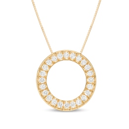 1/2 CT. T.W. Diamond Circle Outline Necklace in 10K Gold
