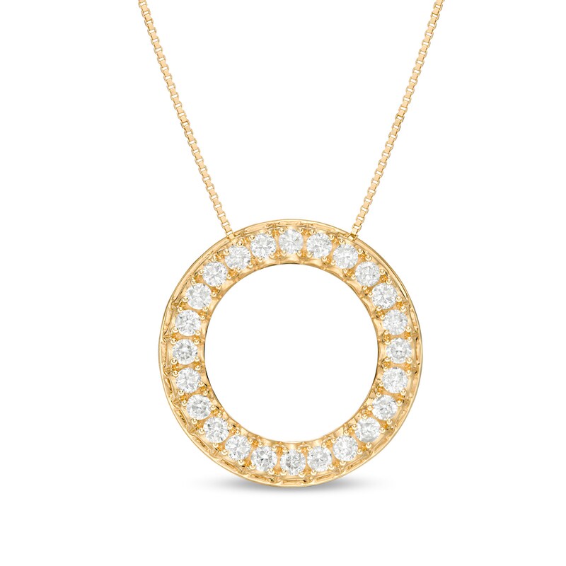 Main Image 1 of 1/2 CT. T.W. Diamond Circle Outline Necklace in 10K Gold