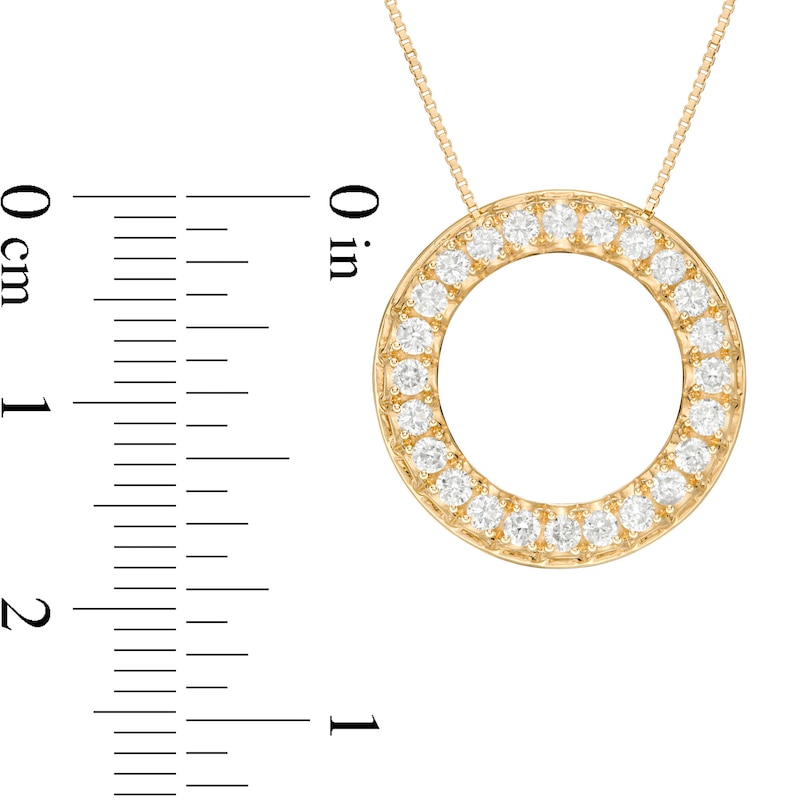 Main Image 2 of 1/2 CT. T.W. Diamond Circle Outline Necklace in 10K Gold
