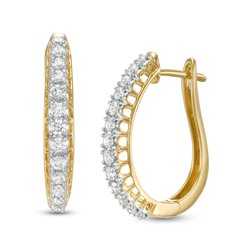 Main Image 1 of 1 CT. T.W. Diamond "U" Hoop Earrings in 10K Gold