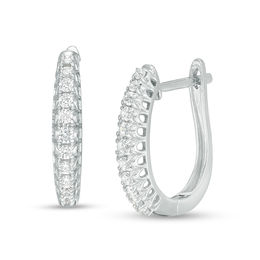 1/4 CT. T.W. Diamond Hoop Earrings in 10K White Gold