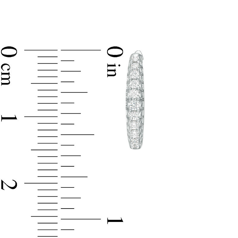 Main Image 2 of 1/4 CT. T.W. Diamond Hoop Earrings in 10K White Gold