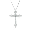 Thumbnail Image 1 of 3/8 CT. T.W. Diamond Flared Cross Pendant in 10K White Gold
