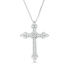 Thumbnail Image 0 of 3/8 CT. T.W. Diamond Flared Cross Pendant in 10K White Gold