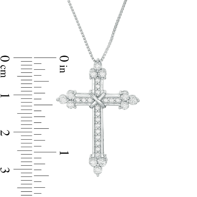 Main Image 2 of 3/8 CT. T.W. Diamond Flared Cross Pendant in 10K White Gold