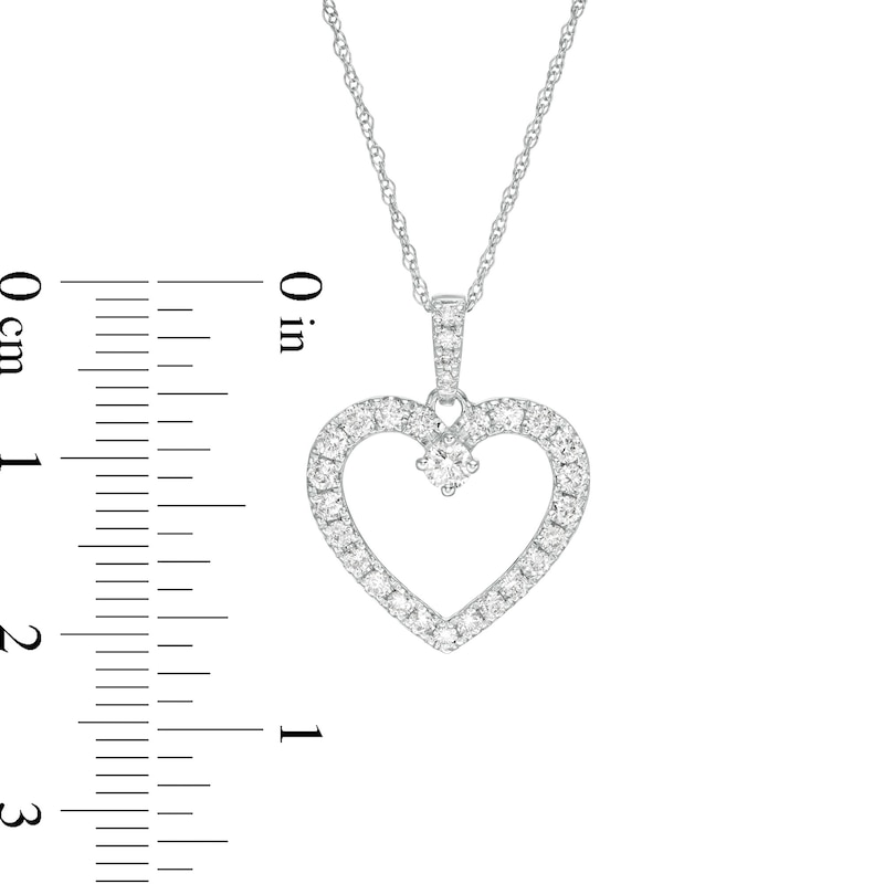 Main Image 2 of 1/2 CT. T.W. Diamond Heart Pendant in 10K White Gold
