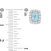 Thumbnail Image 1 of Oval Swiss Blue Topaz and Lab-Created White Sapphire Cushion Frame Stud Earrings in Sterling Silver