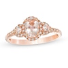 Thumbnail Image 0 of Oval Morganite and 1/10 CT.  T.W. Diamond Frame Ring in 10K Rose Gold