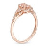 Thumbnail Image 1 of Oval Morganite and 1/10 CT.  T.W. Diamond Frame Ring in 10K Rose Gold