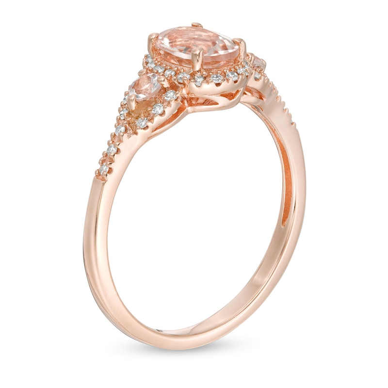 Oval Morganite and 1/10 CT.  T.W. Diamond Frame Ring in 10K Rose Gold