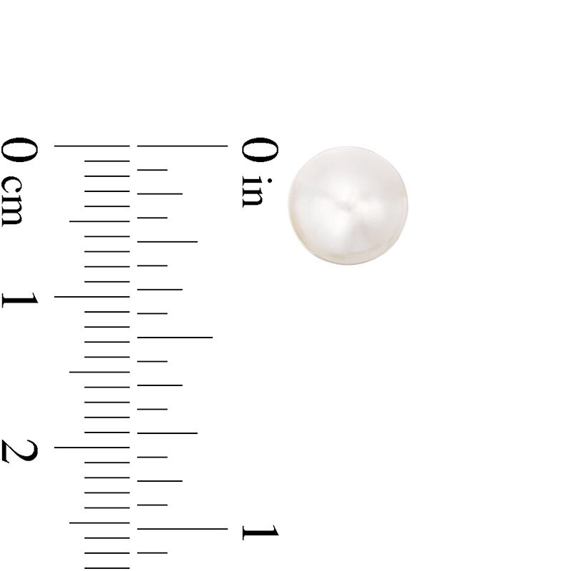 Main Image 2 of 7.5-8.0mm Button Freshwater Cultured Pearl Stud Earrings in Sterling Silver