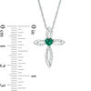 Thumbnail Image 1 of 4.0mm Heart-Shaped Lab-Created Emerald and White Sapphire Pointed Loop Cross Pendant in Sterling Silver