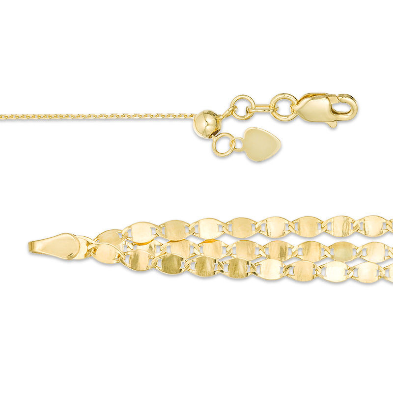 Main Image 3 of Adjustable Triple Strand 2.7mm Valentino Chain Necklace in 14K Gold - 20"