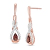 Pear-Shaped Garnet and Lab-Created White Sapphire Infinity Drop Earrings in Sterling Silver with 14K Rose Gold Plate