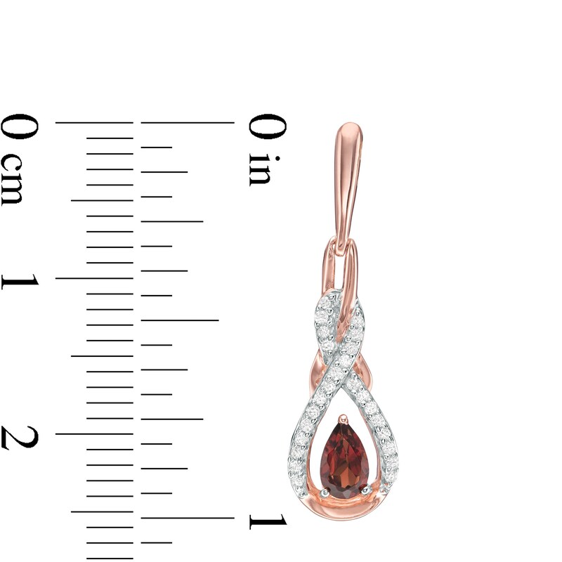 Pear-Shaped Garnet and Lab-Created White Sapphire Infinity Drop Earrings in Sterling Silver with 14K Rose Gold Plate