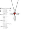 Thumbnail Image 2 of 4.0mm Heart-Shaped Garnet and Lab-Created White Sapphire Pointed Loop Cross Pendant in Sterling Silver