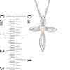 Thumbnail Image 1 of 4.0mm Heart-Shaped Lab-Created Opal and White Sapphire Pointed Loop Cross Pendant in Sterling Silver