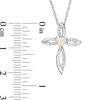 Thumbnail Image 2 of 4.0mm Heart-Shaped Lab-Created Opal and White Sapphire Pointed Loop Cross Pendant in Sterling Silver