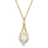Thumbnail Image 0 of Oval Lab-Created Opal and White Sapphire Teardrop Pendant in Sterling Silver with 14K Gold Plate