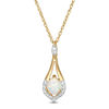 Thumbnail Image 1 of Oval Lab-Created Opal and White Sapphire Teardrop Pendant in Sterling Silver with 14K Gold Plate