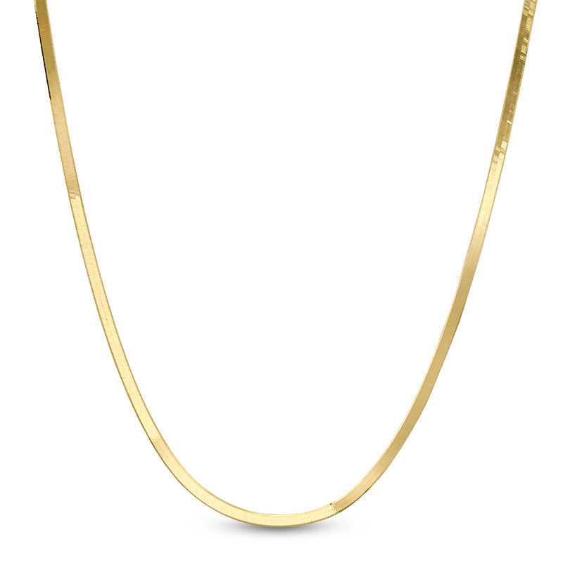 Made in Italy 024 Gauge Herringbone Chain Necklace in 14K Gold - 18"