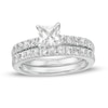 Thumbnail Image 0 of 5.0mm Princess-Cut Lab-Created White Sapphire Bridal Set in Sterling Silver