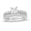 Thumbnail Image 1 of 5.0mm Princess-Cut Lab-Created White Sapphire Bridal Set in Sterling Silver