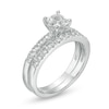 Thumbnail Image 1 of 5.0mm Princess-Cut Lab-Created White Sapphire Bridal Set in Sterling Silver