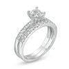 Thumbnail Image 1 of 5.0mm Princess-Cut Lab-Created White Sapphire Bridal Set in Sterling Silver