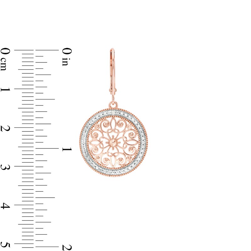 Main Image 2 of Diamond Accent Filigree Vintage-Style Circle Drop Earrings in 10K Rose Gold