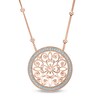 Thumbnail Image 1 of Diamond Accent Filigree Vintage-Style Circle Necklace in 10K Rose Gold