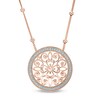 Thumbnail Image 0 of Diamond Accent Filigree Vintage-Style Circle Necklace in 10K Rose Gold