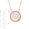 Thumbnail Image 1 of Diamond Accent Filigree Vintage-Style Circle Necklace in 10K Rose Gold